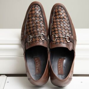 MEZLAN Brown Woven Leather Horse bit Loafers Men's Sz 13 Two Tone RARE!!